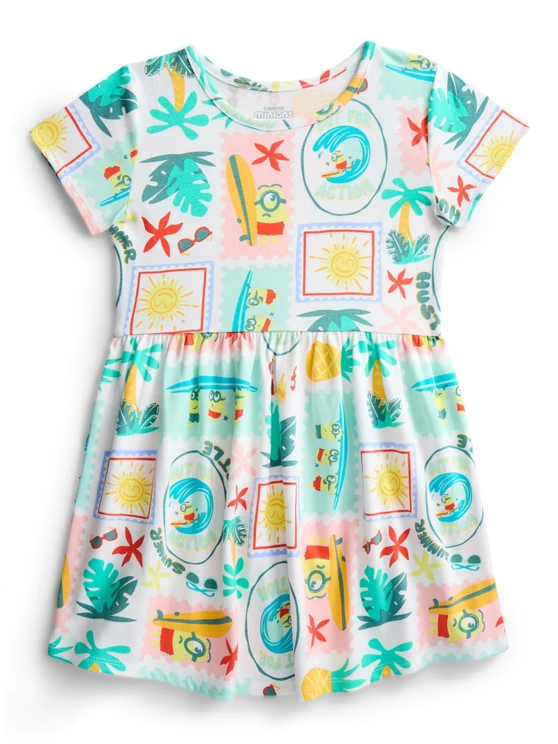 Minions Girls' Allover Print Dress with Short Sleeves, Sizes 4-12 | Walmart (US)