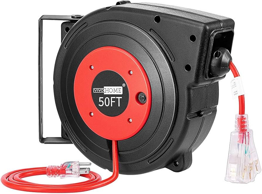 VIVOHOME 14AWG/3C SJTOW Heavy Duty 50 Feet Retractable Extension Cord Reel with Ceiling Wall Moun... | Amazon (US)