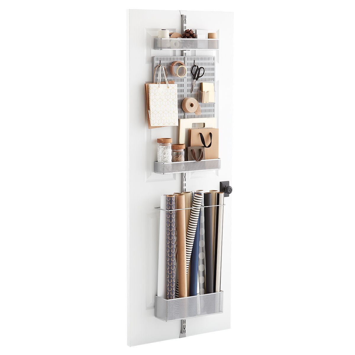 Elfa Utility Mesh Craft Room Over the Door Rack Platinum | The Container Store