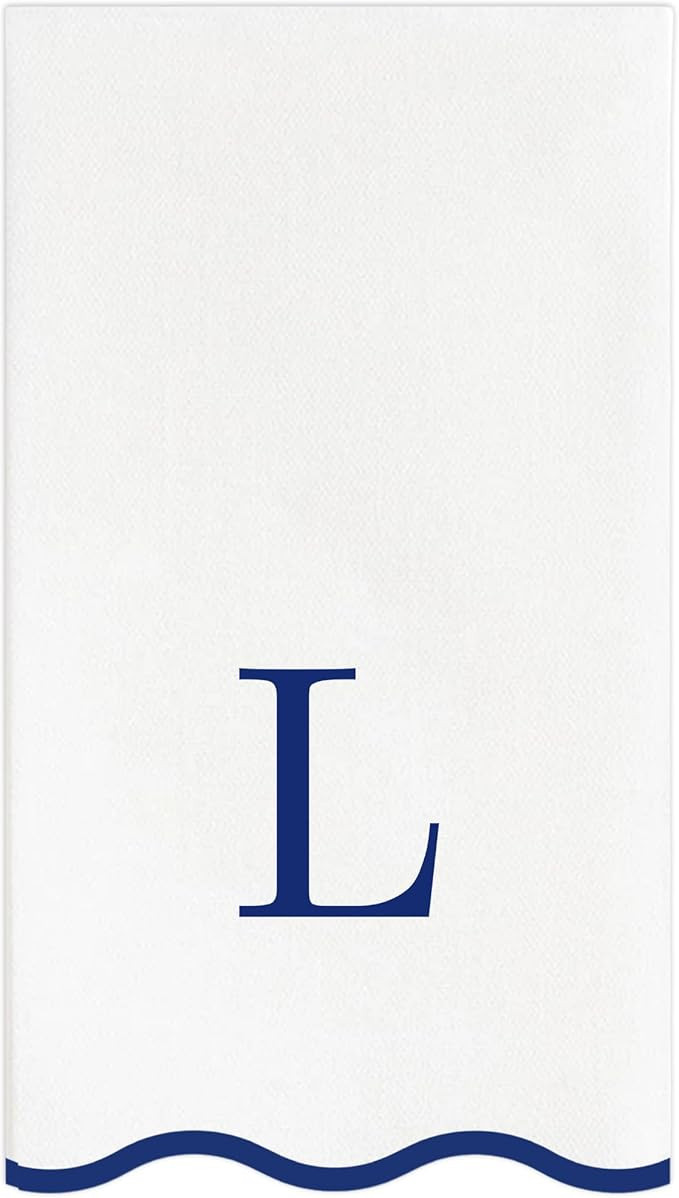 Stxy's Monogram Guest Towels, 40 Lettered Hand Towels - Navy Blue Letter 'L', Decorative Scallope... | Amazon (US)