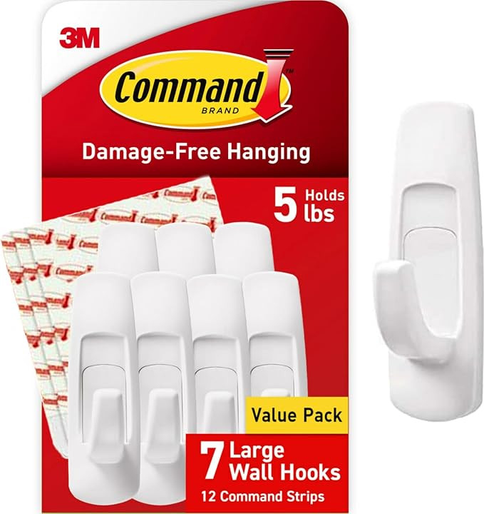 Command Large Utility Hooks, 7-Hooks, 12-Strips, Organize Damage-Free | Amazon (US)