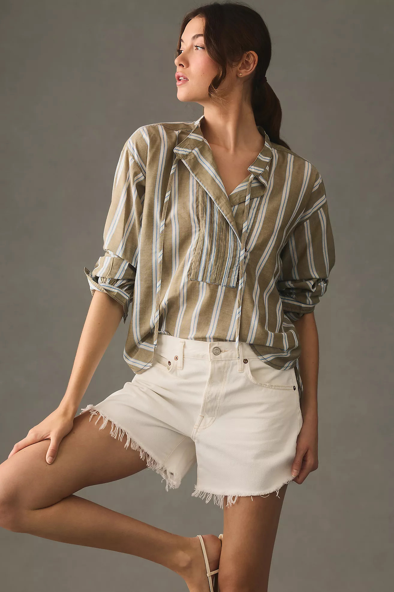 Pilcro Long-Sleeve Popover Top | Anthropologie (US)