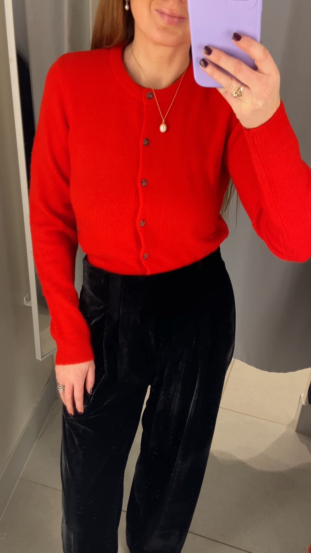 New in H&M Partywear – Festive vibes ready for Christmas cocktails or a cosy Christmas Day lunch ❤️✨🍷🍴 Wearing an XS in the red cardigan and a Small in the velour trousers. 

#LTKuk #LTKpartywear #LTKfestive