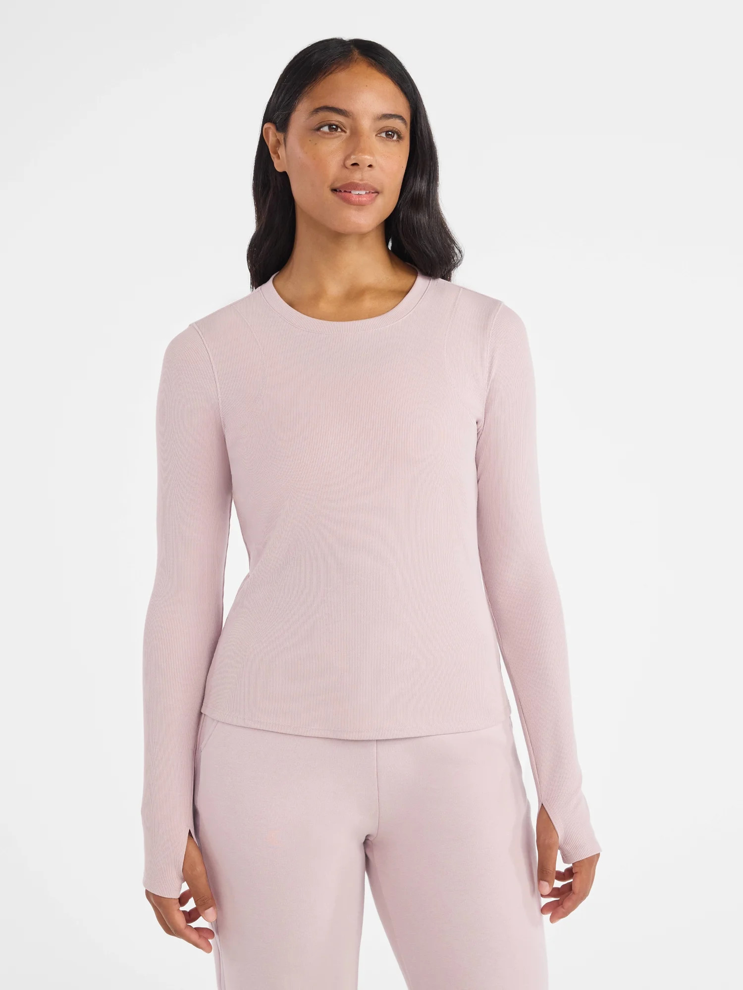 Avia Women's and Women's Plus Rib Seamed Long Sleeve Tee, Sizes XS-4X | Walmart (US)