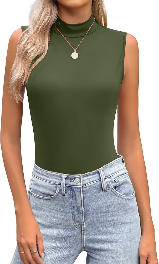 Zeagoo Womens Mock Turtleneck Tank Tops 2026 Slim Fitted Sleeveless Top Stretchy Basic Casual Lay... | Amazon (US)