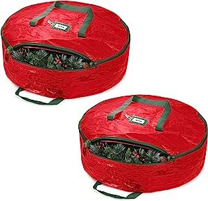 ZOBER Christmas Wreath Storage Bag - Water Resistant Fabric Storage Dual Zippered Bag for Holiday... | Amazon (US)