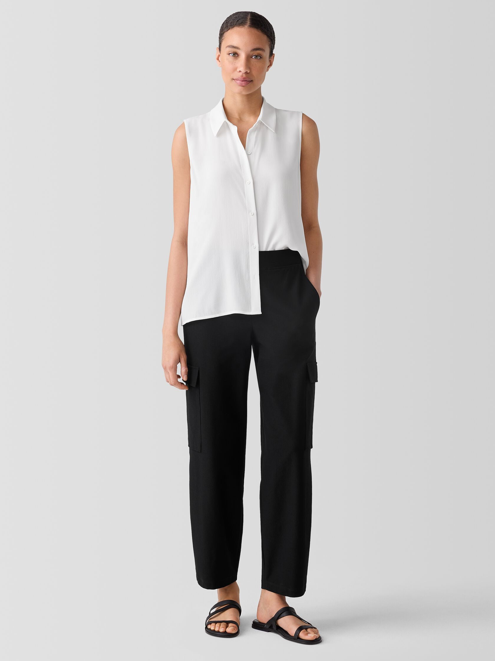 Washable Stretch Crepe Cargo Pant | Eileen Fisher