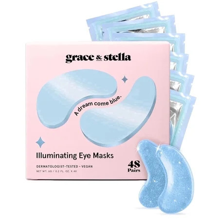 Grace & Stella Under Eye Masks, Hydrating Gel Patches for Dark Circles and Wrinkles, All Skin Types, 48 Pairs Blue | Walmart (US)