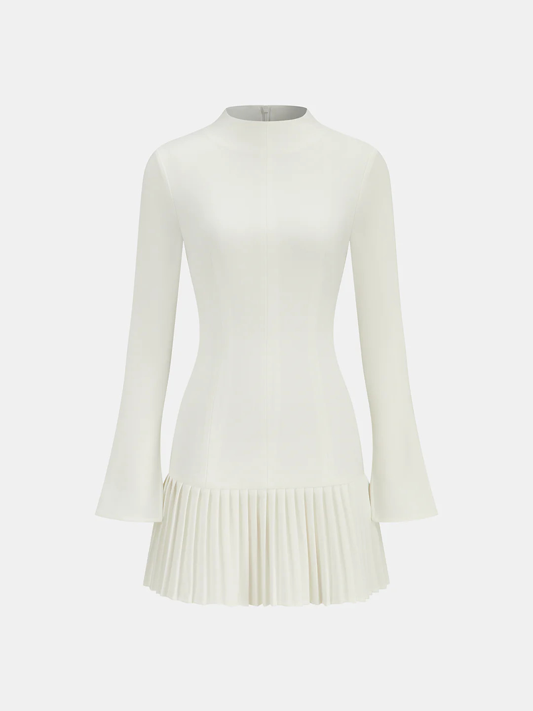 Pleated Hem Mock Neck Mini Dress | Commense