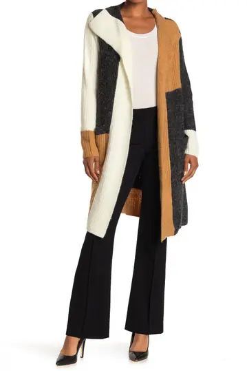 Colorblock Open Front Long Cardigan Sweater Coat | Nordstrom Rack