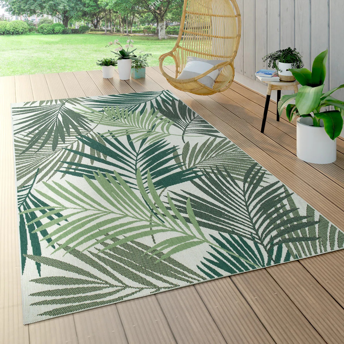 Kitts Tropical Green Indoor / Outdoor Area Rug | Wayfair North America