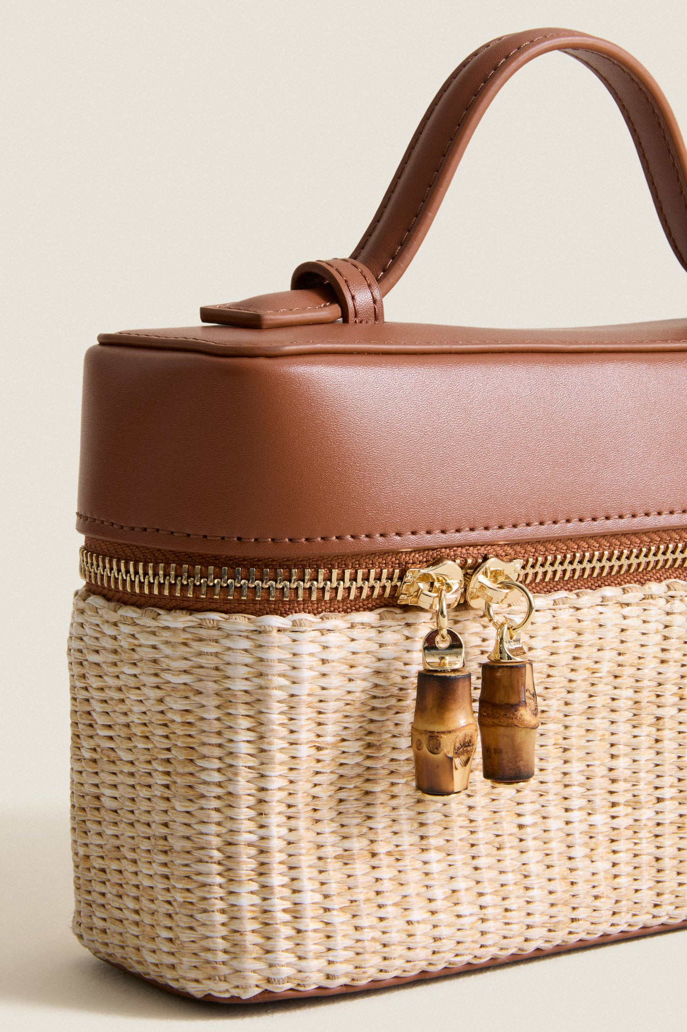 Cognac and Raffia Box Bag | Tuckernuck (US)