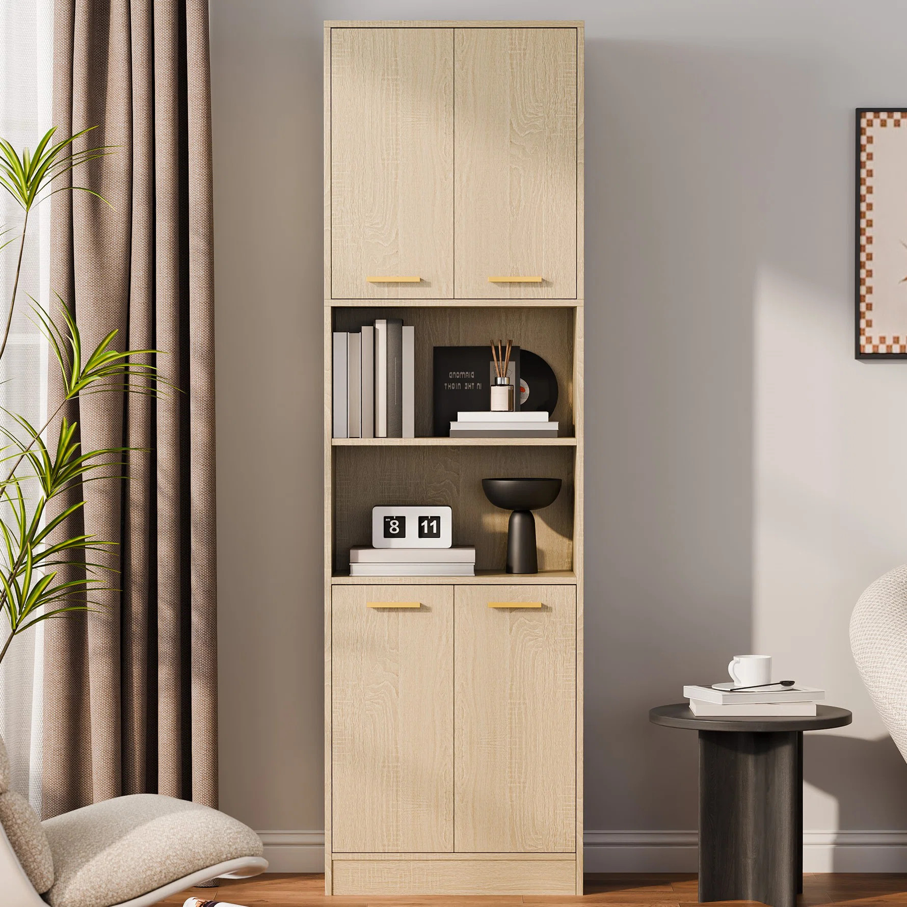 74.7'' H X 22'' W Tall Bookcase with Doors and Adjustable Shelves, 6-shelf Storage Bookshelf for ... | Wayfair North America