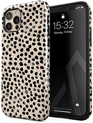 BURGA Phone Case Compatible with iPhone 12 PRO MAX - Black Polka Dots Pattern Nude Almond Latte F... | Amazon (US)