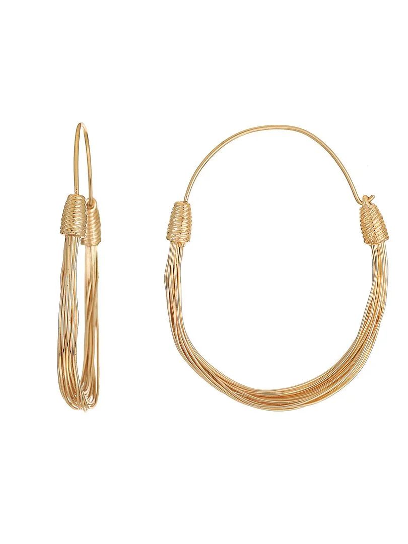 Time and Tru Women's Gold Tone Wire Hoop Earring, 1 Pair | Walmart (US)