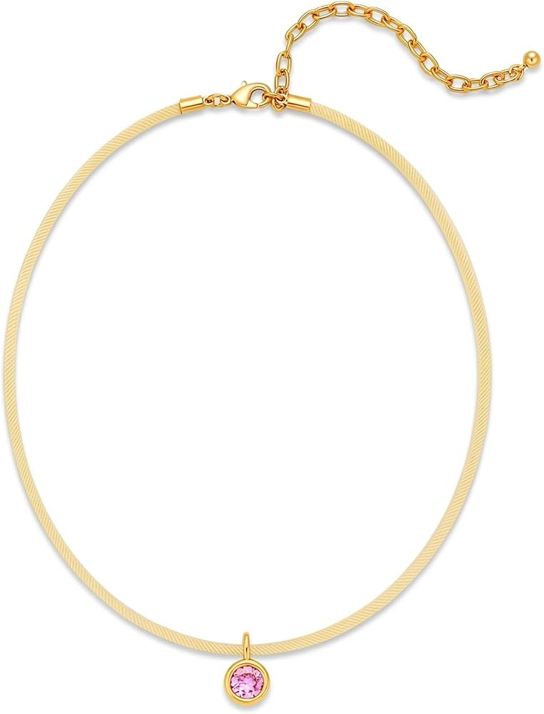 Choker Necklace for Women Dainty Cubic Zircon Pendant Necklace Colorful Rope Chain Necklaces Cute... | Amazon (US)