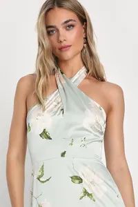 Charming Aspirations Light Green Floral Halter Maxi Dress | Lulus (US)