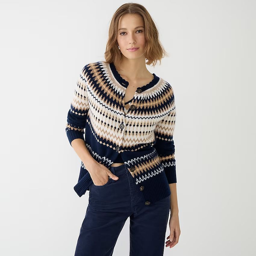 Cashmere Fair Isle cardigan sweater | J.Crew US