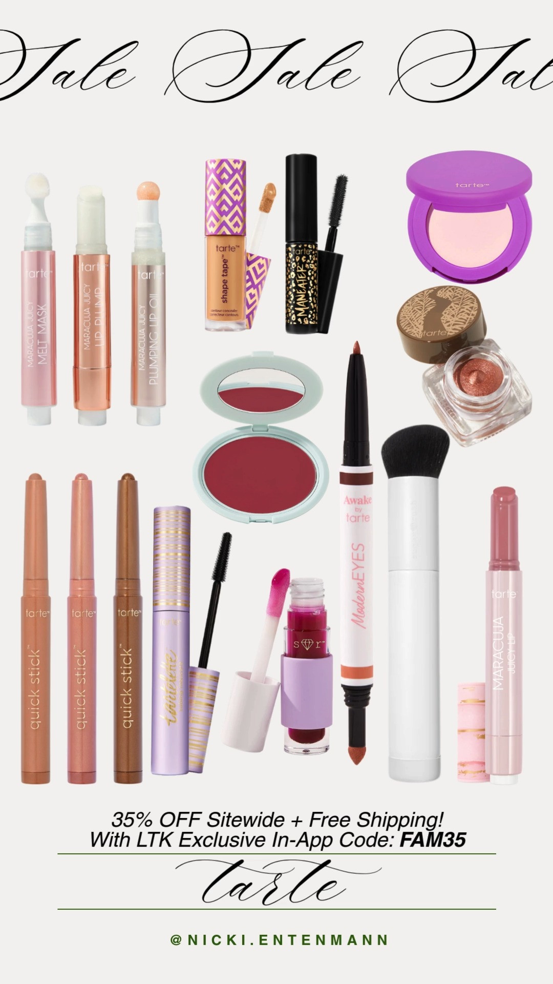 The secret is out and it is time to stock up on all your Tarte favorites! During the LTK Spring Sale you can score 35% off sitewide plus free shipping. Just use the exclusive in app code FAM35 to unlock these savings at checkout. Whether you need to restock your Shape Tape or want to try the latest Maracuja Juicy Lip shades, now is the perfect time to grab them. Head to the LTK app to shop my top beauty picks and get your spring glow started for less! #TarteCosmetics #LTKSpringSale #LTKSaleAlert #BeautyDeals #TarteHaul #SpringBeauty2026 #MakeupSale #LTKExclusive #GlowRoutine #ShapeTape 

 #LTKSpringSale #LTKgrwm #LTKBeauty
