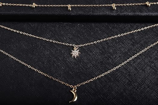 BERYUAN Women Simple Choker Moon Star Choker Necklace Pendant Necklace Trendy Necklace Teen Neckl... | Amazon (US)