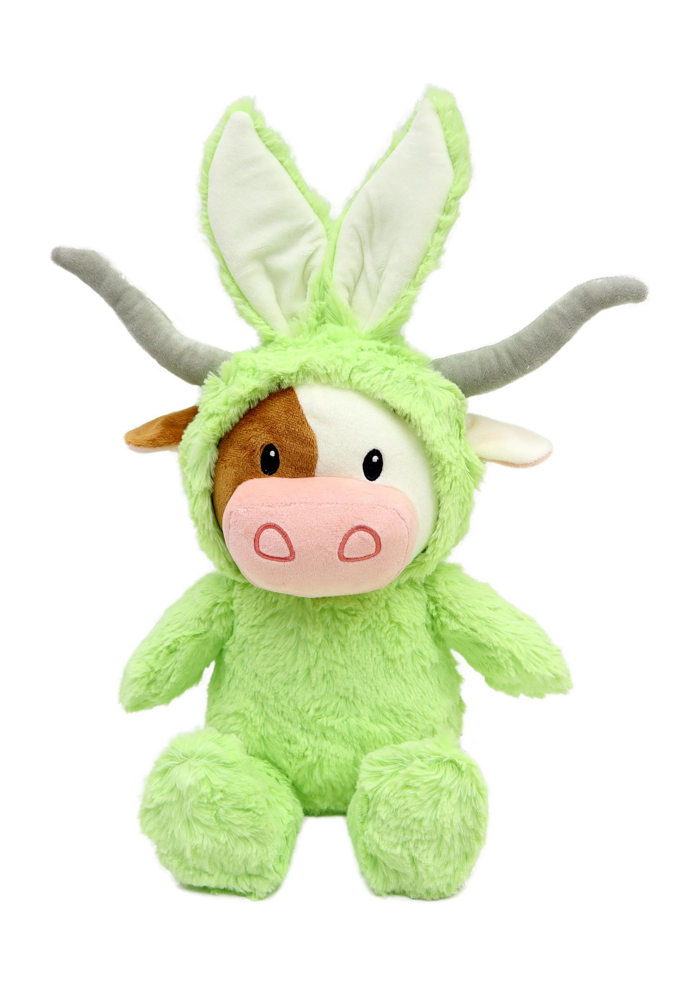 Easter Brown & White Cow Plush with Green Bunny Outfit, 10 in, by Way To Celebrate | Walmart (US)