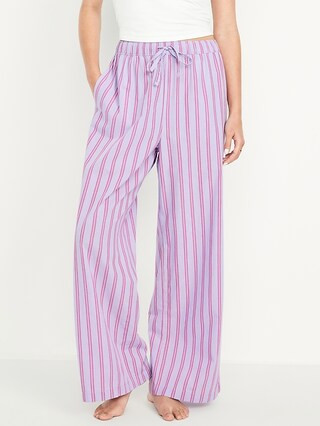 Poplin Wide-Leg Pajama Pants | Old Navy (US)