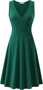 GUBERRY Womens Wrap V Neck Sleeveless Sundress Summer Flare Tank Dress with Pockets | Amazon (US)