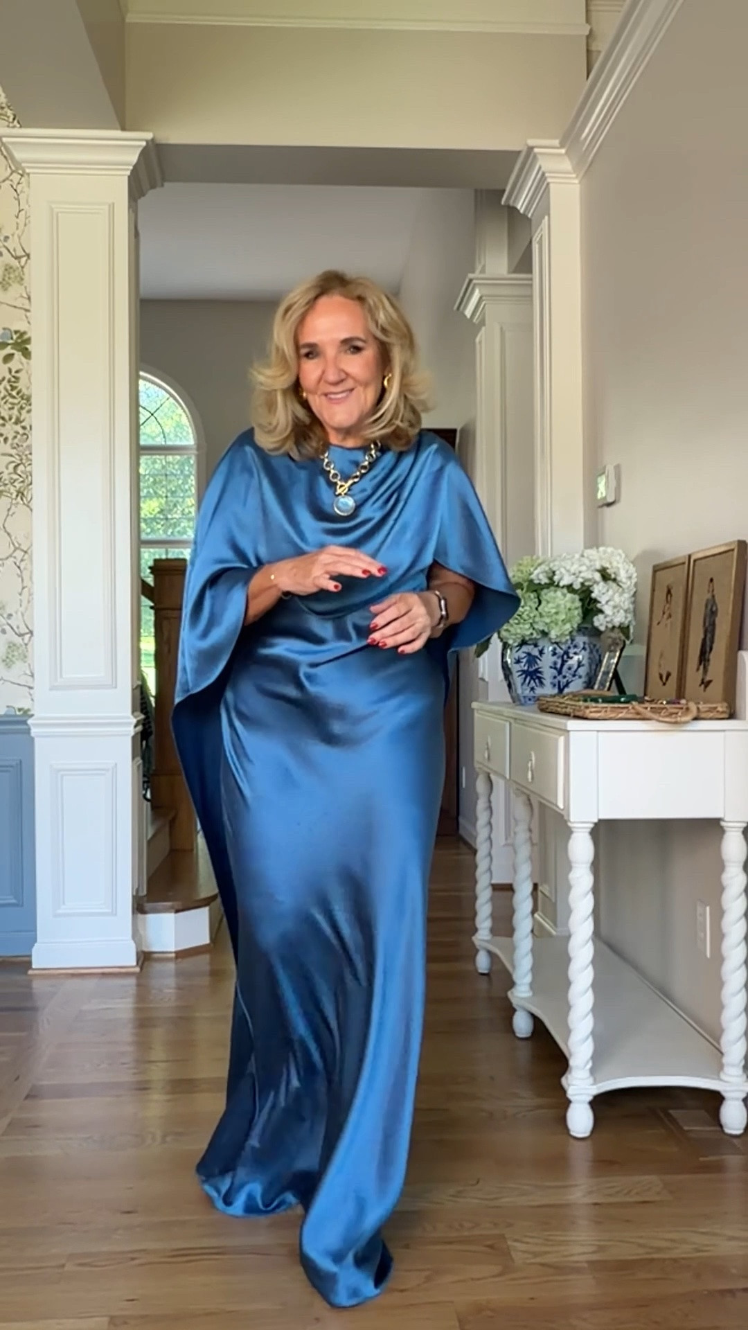 Had to give you a sneak peek at this mother of the bride mother of the groom gown. Wearing an 8 my regular size

This honeybee statement necklace goes beautifully with it. I’ll link the one on the sample sale as well as the one with colors that are not on the sale. There’s also a Demi size that I can link as well.

#LTKSaleAlert #LTKOver40 #LTKWedding