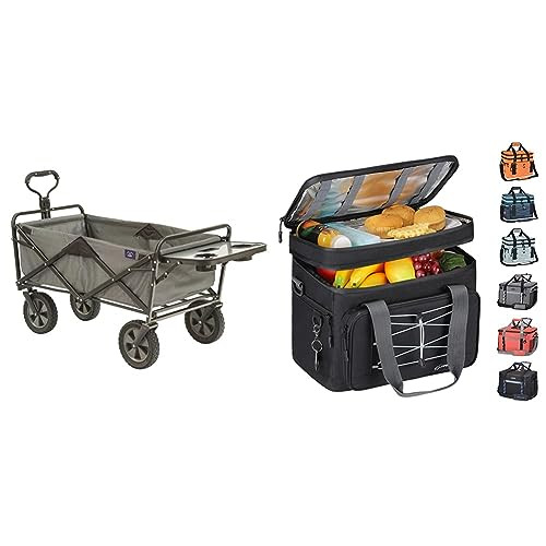 MacSports Collapsible Outdoor Utility Wagon with Folding Table and Drink Holders, Gray and Maelstrom Soft Beach Cooler Bag, Portable Collapsible Soft Sided 30 Cans Leakproof Camping Travel Lunch Cooler Bag for Grocery Shopping,Kayaking | Amazon (US)