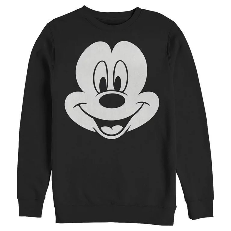 Men's Mickey & Friends Large Face  Sweatshirt Black Medium - Walmart.com | Walmart (US)