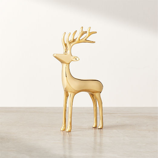 Small Brass Holiday Reindeer Decoration 8" | CB2 | CB2