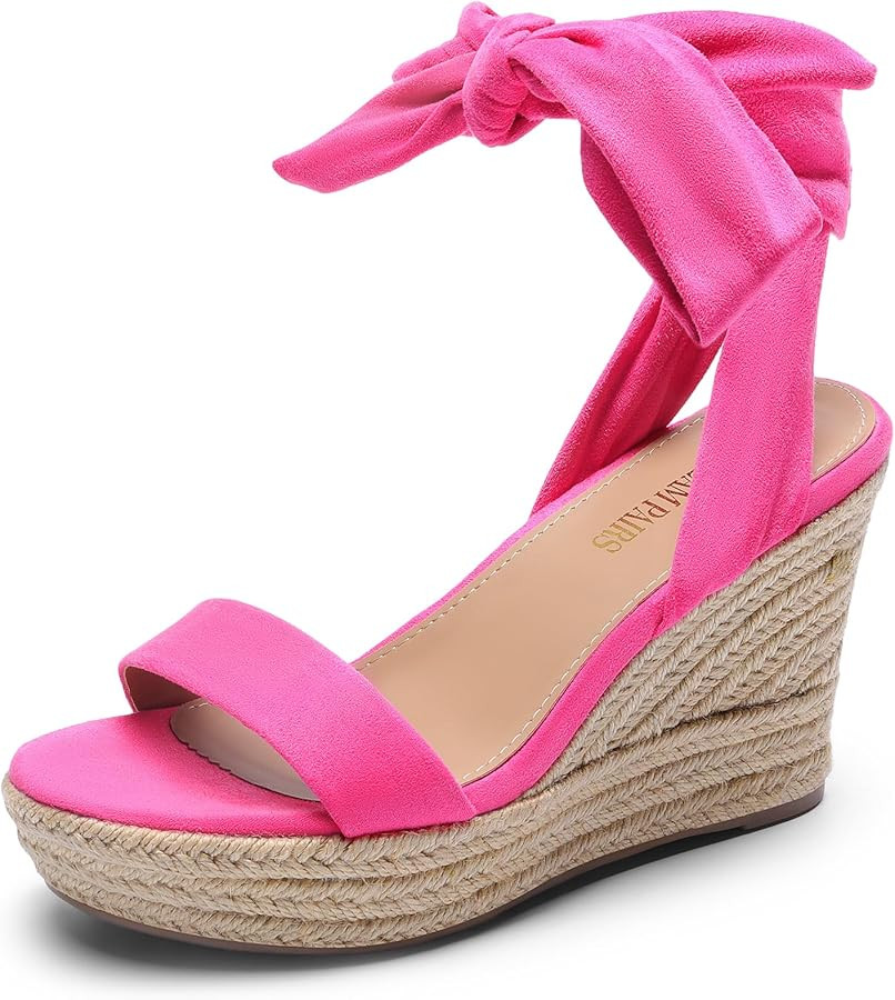 DREAM PAIRS Womens Open Toe Espadrilles Wedges Tie Lace Up Cute Ankle Strap Platform Sandals Dres... | Amazon (US)