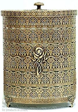 SEHAMANO Rose Patterned Antique Wastebasket, Vintage Decorative Small Trash Can, Garbage Containe... | Amazon (US)