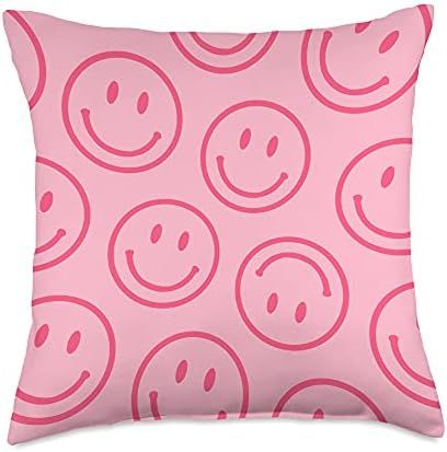 Fun Cute, Trendy Designs & More Minimal Pink Smiley Minimalist Smile Face Girly Trendy Throw Pillow, | Amazon (US)