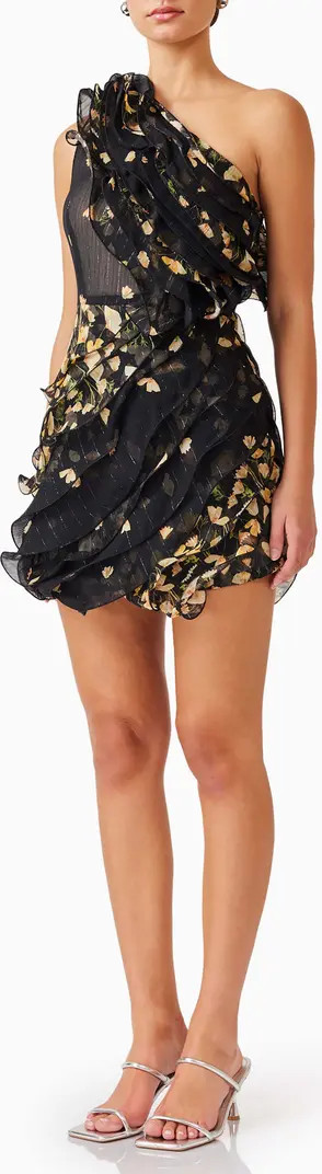 Tulsia Metallic Ruffle One-Shoulder Cocktail Minidress | Nordstrom