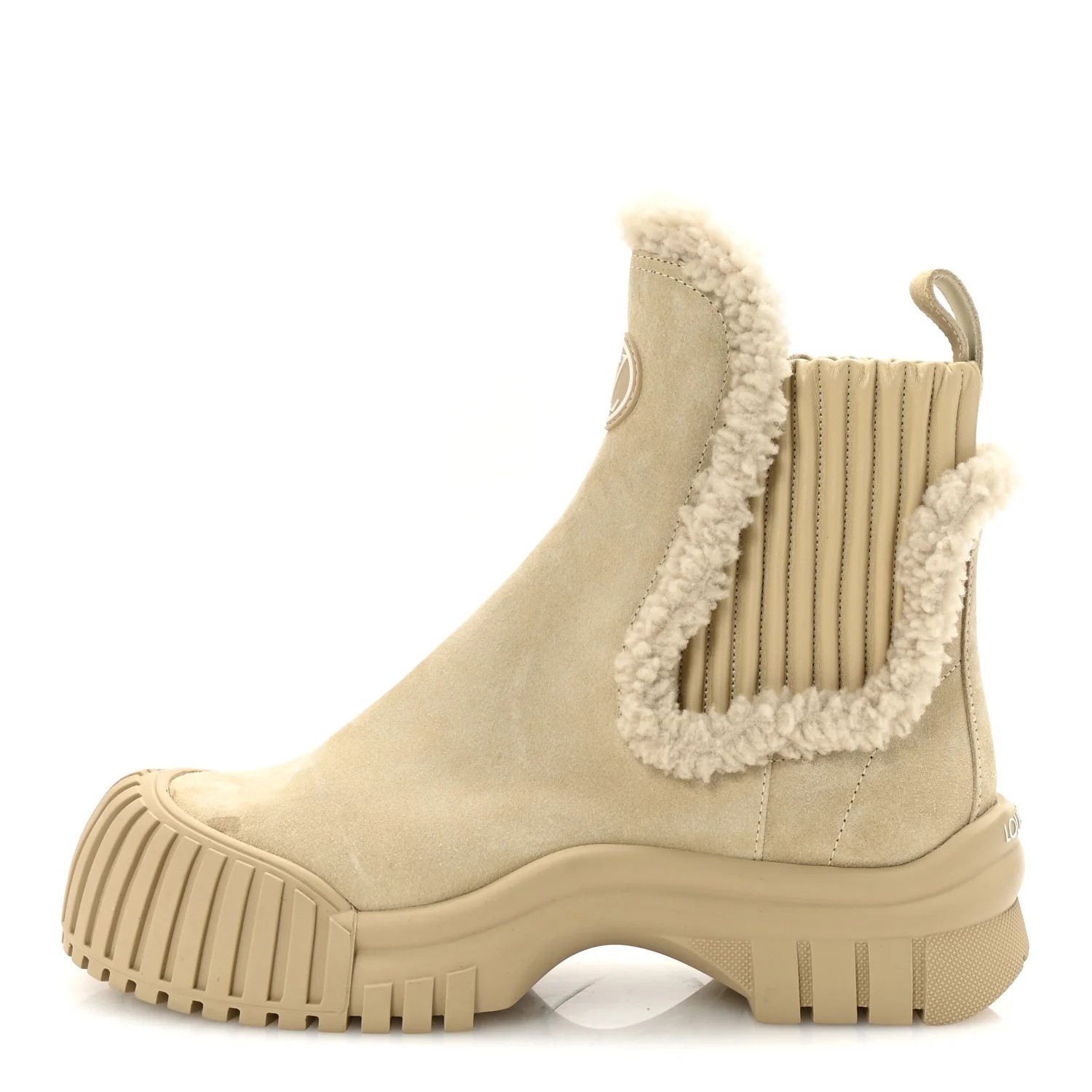 Suede Shearling Ruby Flat Ankle Boots 37 Beige | FASHIONPHILE (US)