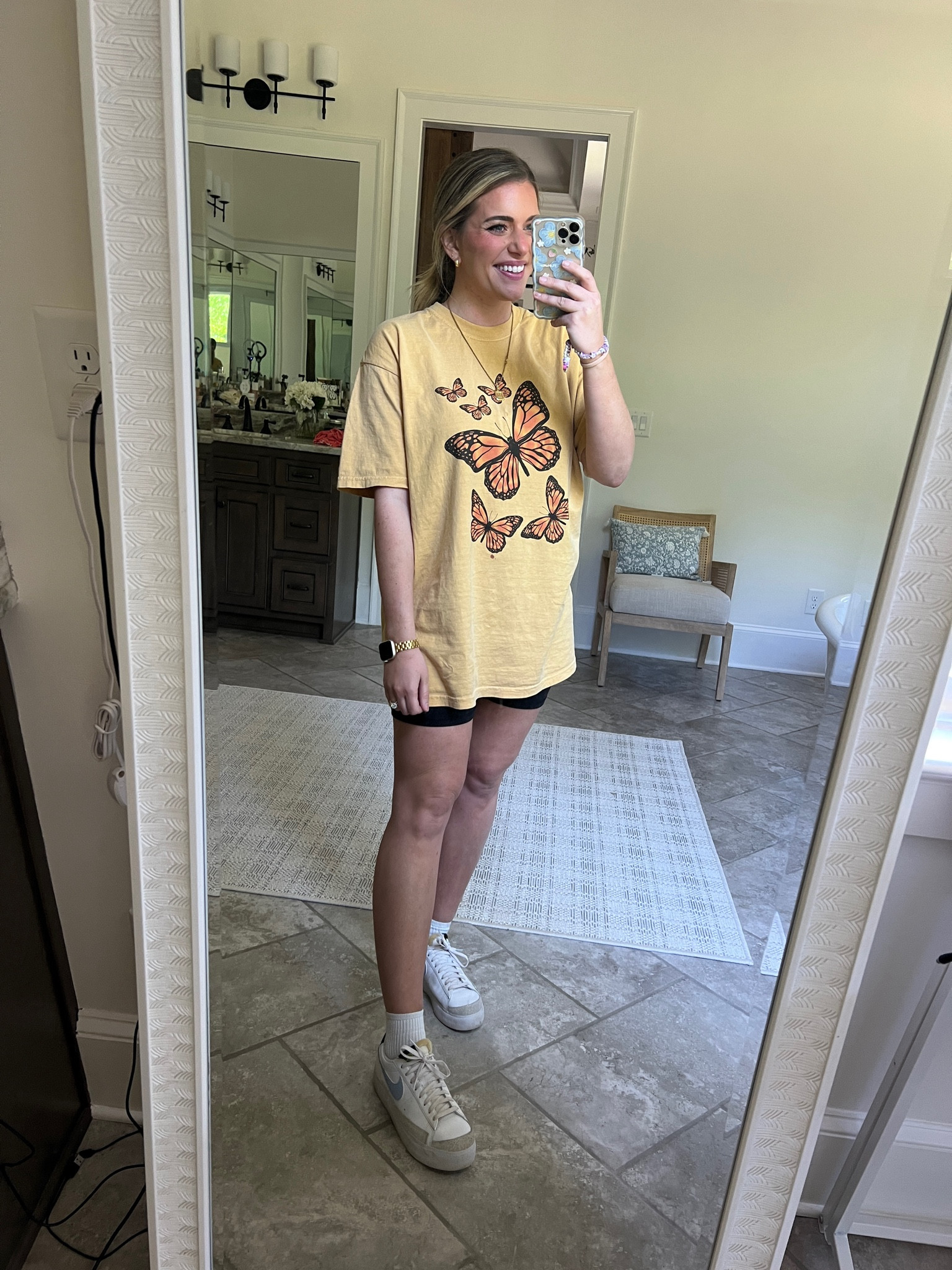 Comfy ootd 🦋 
Fav bike shorts ever. So soft & comfy! 
Tshirt is comfort colors & so soft + comfy. TTS but I sized up 2 to the XL for a very oversized fit. Code MORGAN makes it only $25 ⭐️
Nike platforms tts & so comfy 


#LTKFind #LTKunder50 #LTKtravel