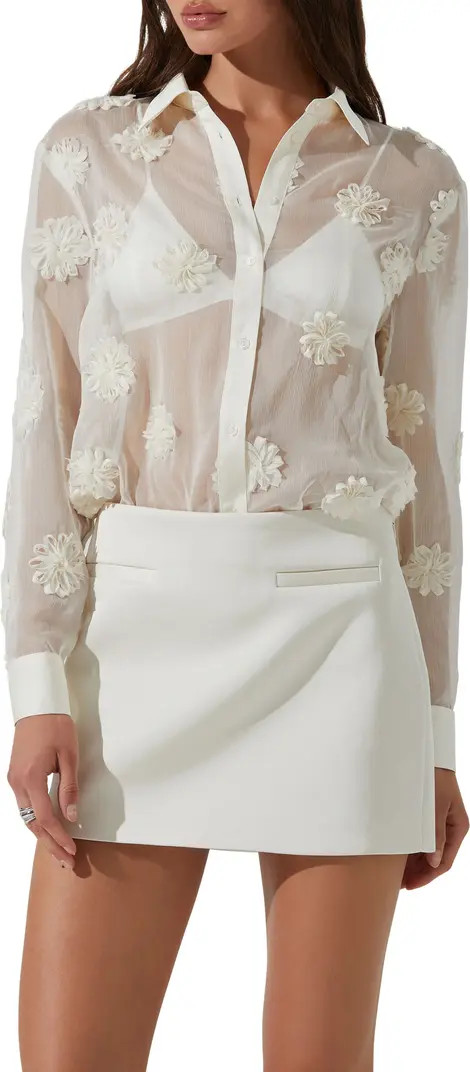 ASTR the Label Ioannis Floral Appliqué Button-Up Shirt | Nordstrom | Nordstrom