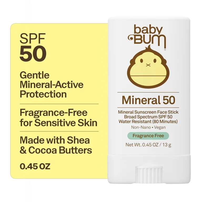 Sun Bum Baby Bum Gentle Mineral-Active Sunscreen Face Stick, SPF 50, Fragrance Free, 0.45oz | Walmart (US)