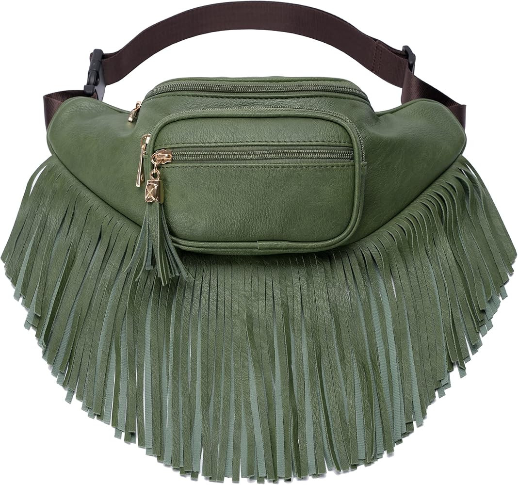 Solene Fringe Waist bag for women with Multi Zipper Pockets | Amazon (US)
