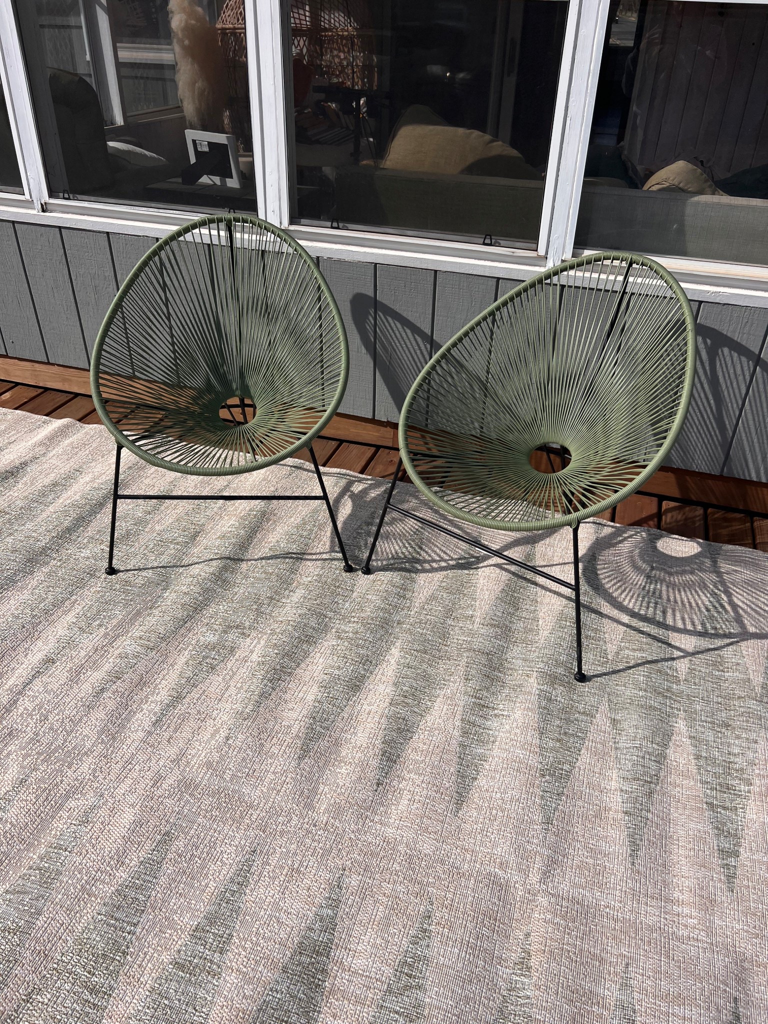 How cute are these chairs!! Found them at home goods, but linked similar ones. They’re comfy too!

Patio furniture, outdoor rug, outdoor seating, Acapulco chair, patio seating 

#LTKHome #LTKSeasonal