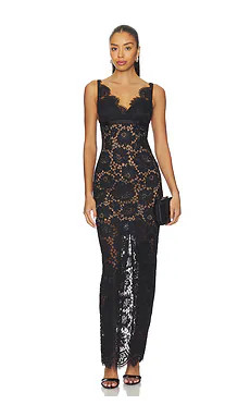 LONG FLORAL LACE DRESS | Revolve Clothing (Global)