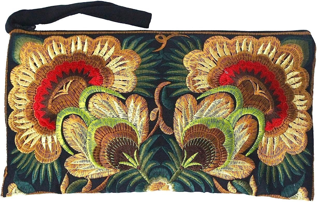 Sabai Jai - Floral Embroidered Boho Clutch - Handmade Ethnic Flower Wristlet Purse | Amazon (US)