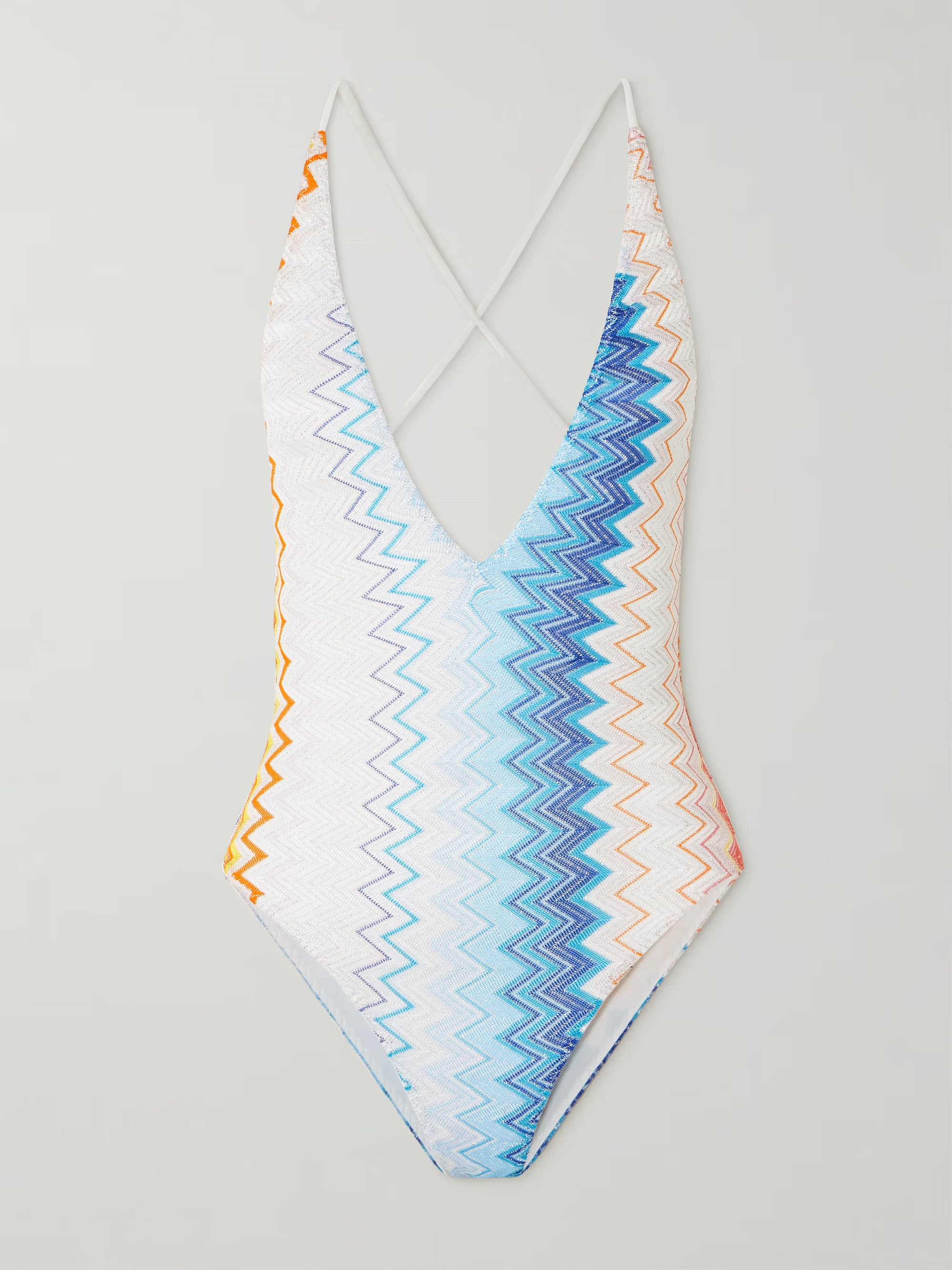Mare striped metallic crochet-knit swimsuit | NET-A-PORTER (US)