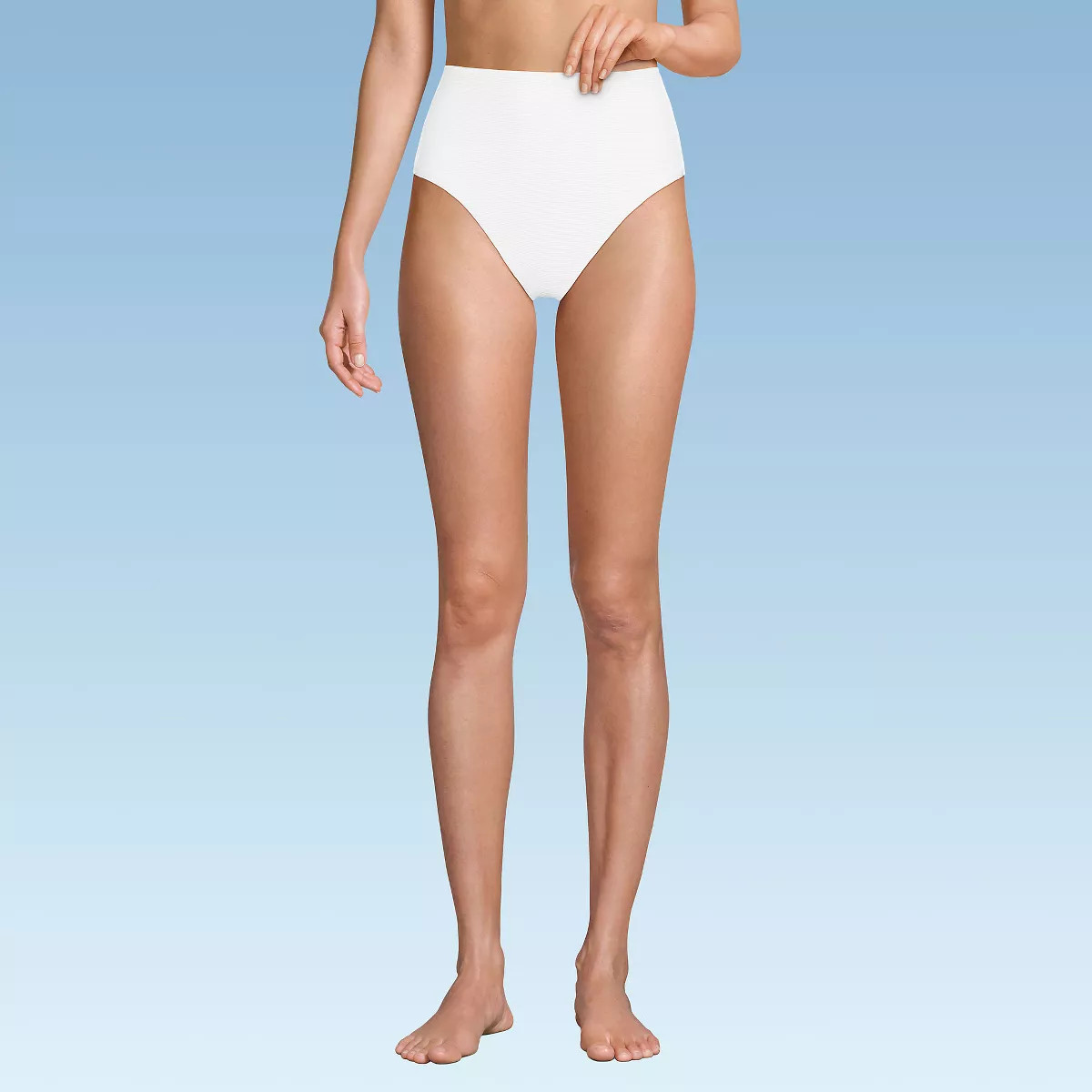 Lands' End Women's Ribbed Smoothing High Waisted Bikini Bottoms | Target