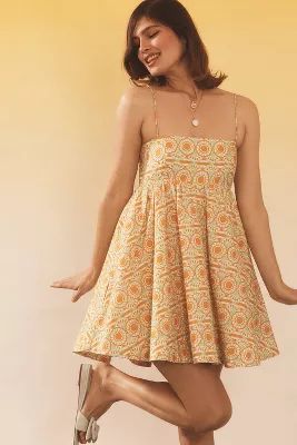 Maeve Square-Neck Babydoll Mini Dress | Anthropologie (US)