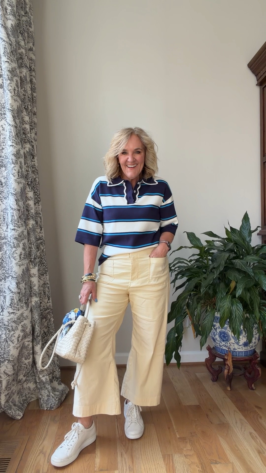 These magic fabric Colette pants in this pale yellow are on sale this weekend! Wearing a 29 petite 
Sweater size small 
Sneakers tts 

#LTKOver40 #LTKSaleAlert #LTKPetite