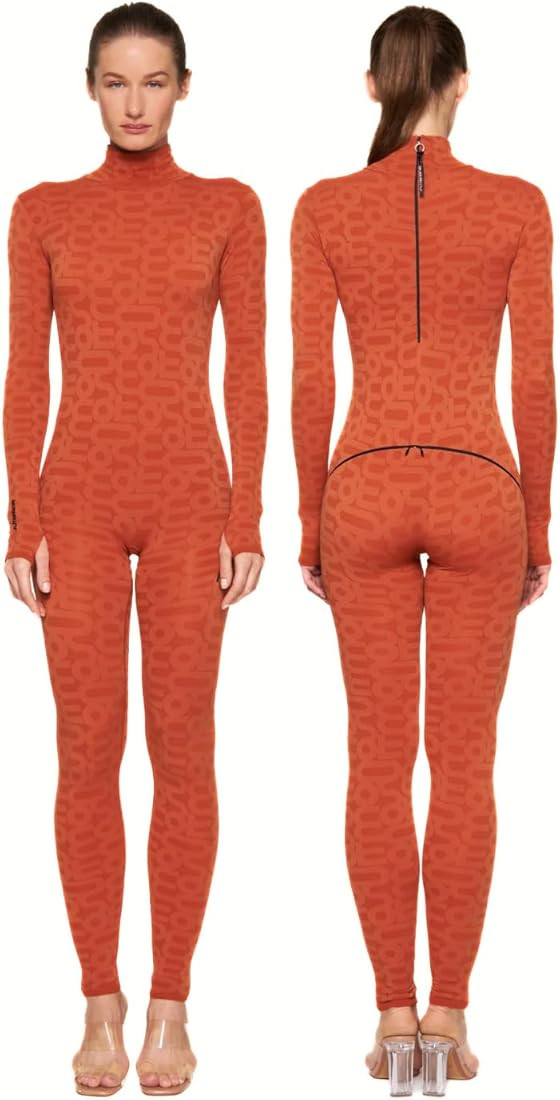 Orange Eco Long Sleeve Bodysuit | Yoga Bodysuit | Smart Bodysuit Zippers | Full Body Suit | Feels... | Amazon (US)