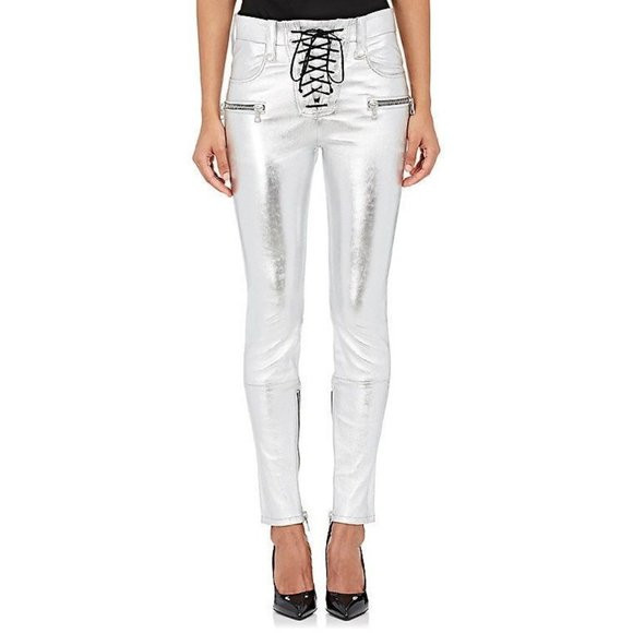 Ben Taverniti Unravel Project Women's Sz. 25 Lace Up Skinny Pants In Silver NWT | Poshmark