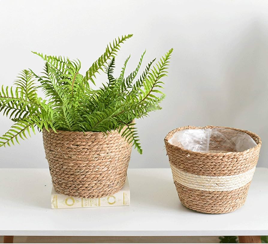 SANGDA Seagrass Basket Planters, Flower Pots Cover Storage Basket Plant Containers Hand Woven Bas... | Amazon (US)